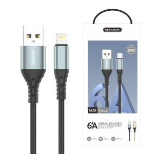 Original Sendem 6A Fast Charging M28 Lightning Type C Micro Data Line PVC Or Customized Round Or Flat USB Cable For Mobile Phone And Tablet Computer