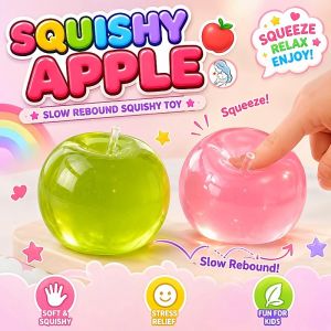 【COD】Green/Pink Apple Squishy Squeeze Ball Toy Soft Slow Rebound Fidget Sensory Toy Adults Kids Gift