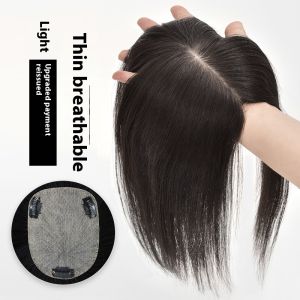 8*12 9*14 10*12 ฝาครอบผมปลอมด้านบนผมสีดำและมอคค่าสีน้ำตาลเส้นผมมนุษย์ผมสีขาววิกระบายอากาศได้น้ำหนักเบาเพิ่มวอลลุ่มผมสำหรับผู้หญิง