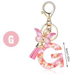 Keychain Gorgeous and Noble Key Jewelry Layered Personality Expression Pink 26 Letters