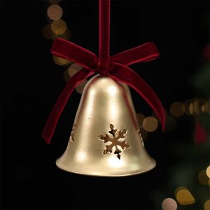 MILAN Shiny Metal Christmas Bells Pendant Iron Art Snowflake Xmas Bells Hanging Ornament Farmhouse Jingle Bells Christmas Tree Bell Holiday Home Party