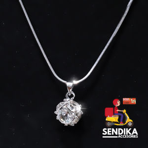 Perhiasan Sendika Acc Kalung Perak Titanium Liontin Blink- Blink Bola Cantik Ukuran 45 Cm Standar Di Atas Dada 18K