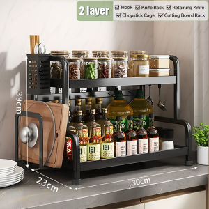 Kitchen Rack Multifunctional Stainless Steel Seasoning Rack Microwave Oven Storage Rack