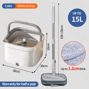 PMOP Self Wash Spin Mop Upgraded 360° Rotating Square Mop With New Turbo Flushing Bucket 2in1 Clean and Dirty Separation Flat Mop Cleaner For Floor Clean Rotating Microfiber Mop cloth Wet And Dry Easy Cleaning