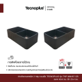 อ่างล้างจานแกรนิต 2 หลุม แบบฝัง Tecnoplus รุ่น TNP 838457 CB ขนาด 83.8 ซม. ลึก 25.4 ซม.แถมก๊อกดำ. 