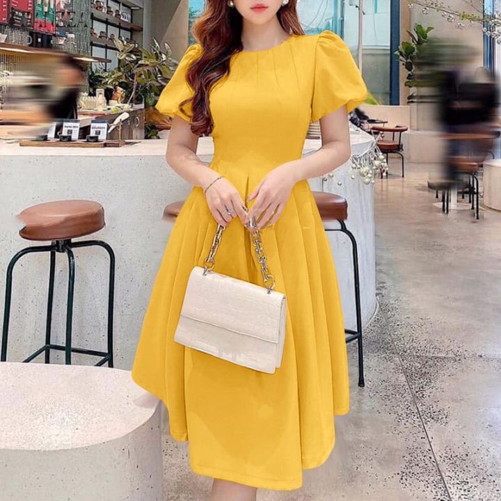 ZANZEA Womens Korean Style Dress Elegant A-Line Sundress Puff Sleeve Crew Neck Knee Length Plain Dresses #1008 Casual Polyester Dress Women'S Regular Fit Dress - Lazada | Lazada ZANZEA Womens Korean Style Dress Elegant A-Line Sundress Puff Sleeve Crew Neck Knee Length Plain Dresses #1008 Casual Polyester Dress Women'S Regular Fit Dress - Lazada | Lazada
