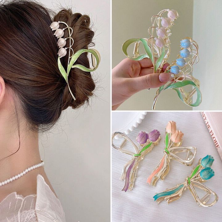 Gentle Tulip Flower Butterfly Hair Clip Enamel Hair Clips Hair Pin for  Women Girls Hair Lazada PH