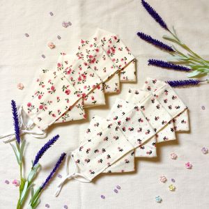 Khẩu trang vải (3 lớp) Linen 3D kháng khuẩn chống nắng họa tiết hoa Vintage