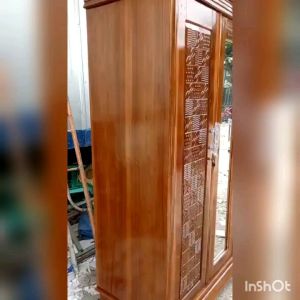 Lemari Pakaian 4 Pintu Hijab 3 Rak 1 Gantung Jati Muda/trinityjayafurniture