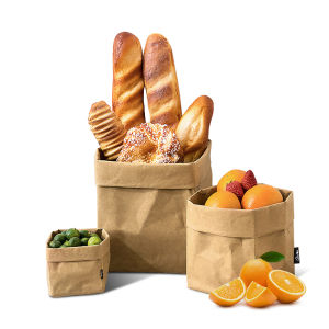 Fypo ถุงกระดาษคราฟท์ล้างได้อาหารกระเป๋าเก็บของกระเป๋าทรงขนมปังถุงกระดาษสีน้ำตาลสำหรับขนมปังผลไม้ผักใช้ซ้ำได้ถุงห่อจัดระเบียบในห้องครัวตู้เย็นกระเป๋าดูปองท์ขนาดใหญ่อุปกรณ์จัดระเบียบบ้านอเนกประสงค์