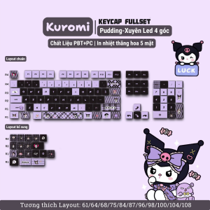Keycap Kuromi | Profile Cherry Xuyên LED Side-Print Khắc Chữ 2 Mặt Cho Bàn Phím Cơ Full Size