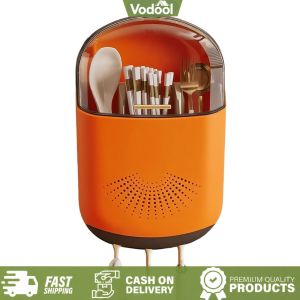 [VSC] Kitchen Cutlery Storage Box Wall-Mounted Tableware Storage Holder Spoon and Chopstick Organizer