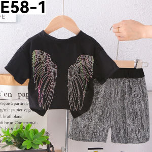 Cotton Terno for kids boy cool fashion black outfit wings design shine 1-5yrs old E58