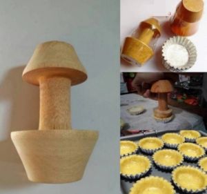 Penekan Adonan Pai / Penekan Adonan Kue /Penekan Pie 2 sisi bahan kayu