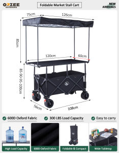 Foldable Market Stall Cart with Wheels – Heavy Duty Vendor Trolley for Food & Retail Business