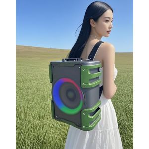 V2S Partybox 1100 TWS Portable Party Bluetooth Speaker W/ Wireless Microphone & Built-in Dynamic Light Show