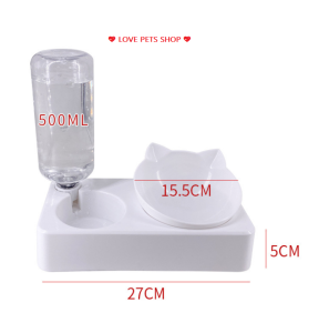 Chén ăn cho Chó Mèo chống gù lưng kèm bình nước tự động (có hộp giấy) mẫu mới - Love Pets Shop