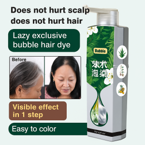 2 In 1 Plant Based Hair Dye Shampoo Ginger And Ginseng Hair Nourishment Quick Gray Hair Removal Bubble Hair Dye泡泡染发膏