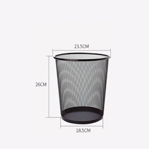 Metal Wastebasket Round Trash Can Trash Cans for Home Office Black Mesh Round Garbage Basket S/M/L Size