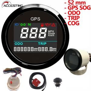 Boat Car G-P-S Speedometer With G-P-S Antenna For Motor Yacht 52mm TFT Screen Waterproof Odometer Trip COG Voltmeter 9-32V 0~999 (MPH Knots Km/h adjustable)