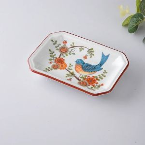 1pc European Flower Pattern Ceramics Soap Dish Soap Packaging Boxes Household Bathroom Storage Supplies Restroom Shower Supplies