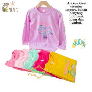setelan anak perempuan / setelan kaos anak lengan panjang / kaos sweater import dan celana jeans