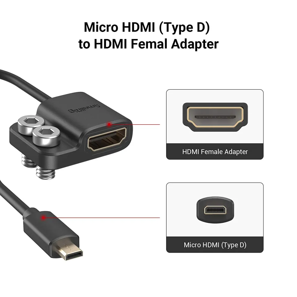SmallRig Cáp chuyển đổi HDMI siêu mỏng 4K Cáp Micro HDMI sang HDMI
