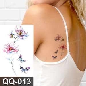 DORISNA Watercolor Flower Temporary Tattoos For Girls Wrist Ankle Clavicle Tatoo Sticker Realistic Tattoo Flora Feather Lavender