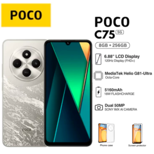 POCO C75 RAM 8GB ROM 256GB หน้าจอ 6.88 นิ้ว 120Hz Helio G81 Ultra กล้องหลัง 50MP กล้องหน้า 13MP แบตเตอรี่ 5160mAh ชาร์จเร็ว 18W