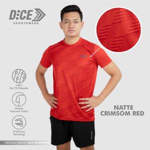 Jersey Kaos Baju Olahraga Futsal Gym Sepakbola Volley Badminton Dry Fit Polyester Dice Natte Cromson Red