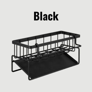 Multipurpose Sink Drain Rack Kitchen Dish Organizer with Sponge Holder Hanging Rod Storage Rack Rust Proof for Kitchen