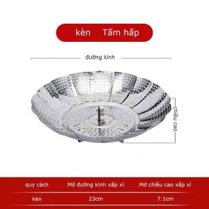 Xửng hấp inox có chân dùng hấp cách thủy để ráo nước trái cây 3 kích cỡĐiều Chỉnh Độ Mở Phù Hợp Mọi Loại Nồi Hấp-ALLIN