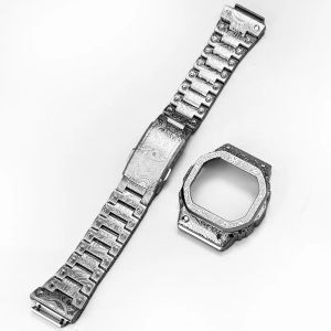 สำหรับ Casio G-Shock DW-H5600ดัดแปลงเคสและสายรัดชุดเหล็กกล้าไร้สนิมสไตล์วินเทจแกะสลักสายข้อมือโลหะชุดแปลง Mod ย้อนยุค