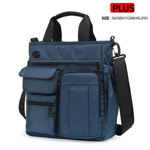 Men Multifunctional Shoulder Messenger Bag with Headphone Hole Waterproof Nylon Satchel Over the Shoulder Crossbody Travel Handbag Large Capacity Storage Bags Mini Briefcase