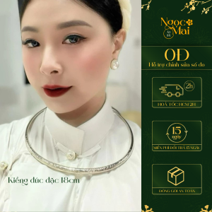 Vòng kiềng cổ đúc đặc mạ bạc sáng phụ kiện trang sức cổ trang áo dài nữ quý phái - Áo dài Ngọc Mai