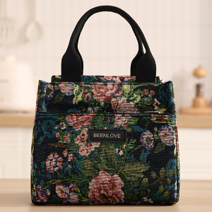 Chinese-Style Portable Bento Lunch Bag Floral Insulated Meal Carry Bag for Students RH2559/RH2560