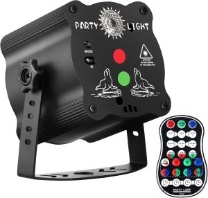 POCOCO DJ Disco Stage Party Lights - Battery Powered Light - Sound Activated Strobe Projector for Christmas Halloween Decorations Karaoke Pub KTV Bar Dance Gift Birthday Wedding