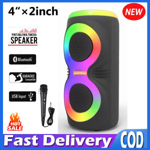 BK-4625 HiFi Karaoke RGB Light Wireless Stereo Portable DISCO Light Double Bass Bluetooth Speaker with Wired Microphone