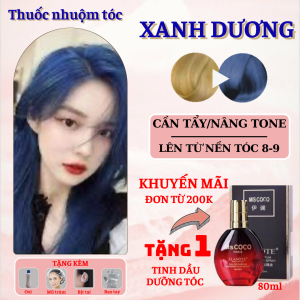 Thuốc nhuộm tóc màu Xanh Dương - Cần tẩy / Nhuộm tóc tiện lợi tại nhà - Tặng kèm oxi trợ nhuộm