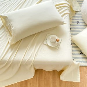 Dansunreve Flat Bed Sheet Washed Cotton Plain Pink Purple Green Hotel Bedsheet Soft Skin-friendly Bed Linen 纯色床单 Single Queen King