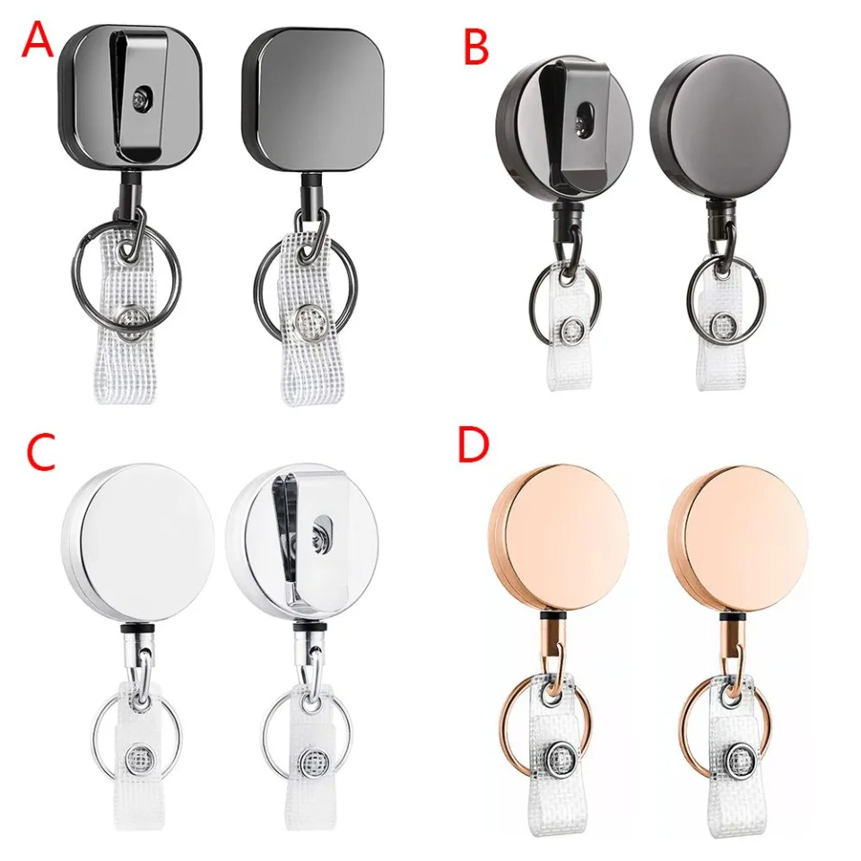Badge Holder, Youngy Zinc Alloy Carabiner Badge Reel Retractable ID Card  Reel Badge Holder Keychain - Gold