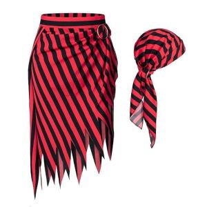 2Pcs Pirate Bandana Head Scarf Pirate Skirt Pirate Costume Accessories Set for Women Men Halloween Cosplay Costumes