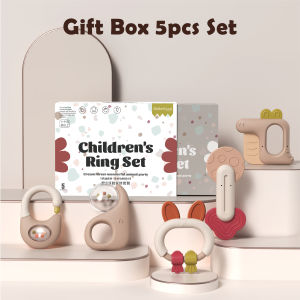 Baby Rattle and Teether gift set. BPA Free Newborn toys. Baby Sensory Development