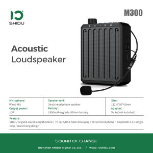 SHIDU Voice Amplifier for Teacher M300 Microphone Speaker for Teacher Voice Amplifier Speaker with Microphone Bluetooth 5.0 TF Card Flash Drive MP3 Play Recording