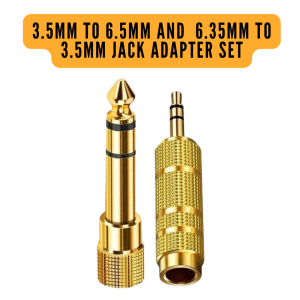 Top Seller PREMIUM 6.35MM TO 3.5MM UNIVERSAL JACK ADAPTER | Made with High-Conductivity Brass & 24k Gold Plated | Perfect for Guitar AMP Synths Speacker TV PC Mixer Microphone & Hi-Fi Audio Systems | Plug & Play Design with Pro-Level Performance