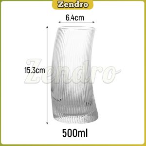 ZEO 350ml 500ml Creative Vertical Lines Crescent Shaped Glass Juice Beverages Cocktail Glass Water Glass