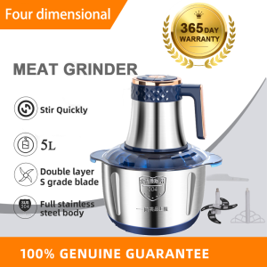 【Large capacity 】Meat Grinder 5L Fast and slow two gear adjustment Quickly ground meat in 5 seconds 6-blade cutter head Vegetable meat grinder meat grinder blender meat grinder electric food grinder multi purpose large capacity meat grinder