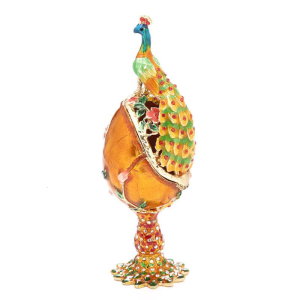 Egg Ornament Easter Unique Royal Style Box Diamante Egg for Rhinestone Peacock Trinket Display Home Decor Craft