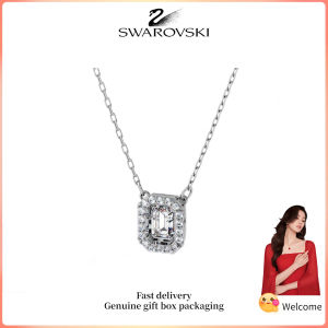 ♈ Swarovski ♈ Dây chuyền nữ thời trang S925 Sterling bạc hình vuông Swarovski zirconia đá quý pha lê màu trắng Dây chuyền Millennium Quà tặng ngày lễ tình nhân Quà tặng sinh nhật