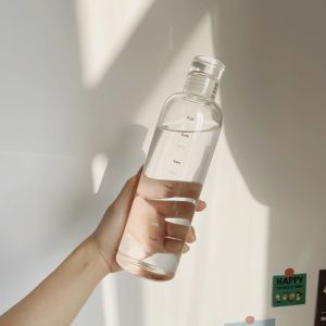 【SG 🚚】Travel Portable Premium Glass Water Bottle  Ins Simple High Value Influencer Time Scale Cup